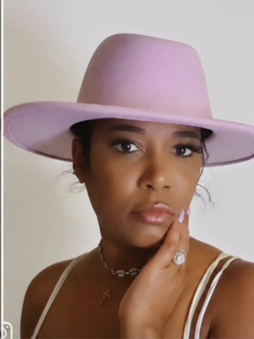 Chic Lilac Wide Brim Fedora Hat